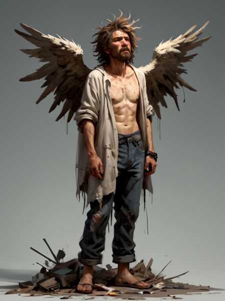 25221-3976102084-character concept, homeless and beggar gorgeous angel, dirty clothes, messy hair, thorns, standing pose, idle, visible breath.jpg